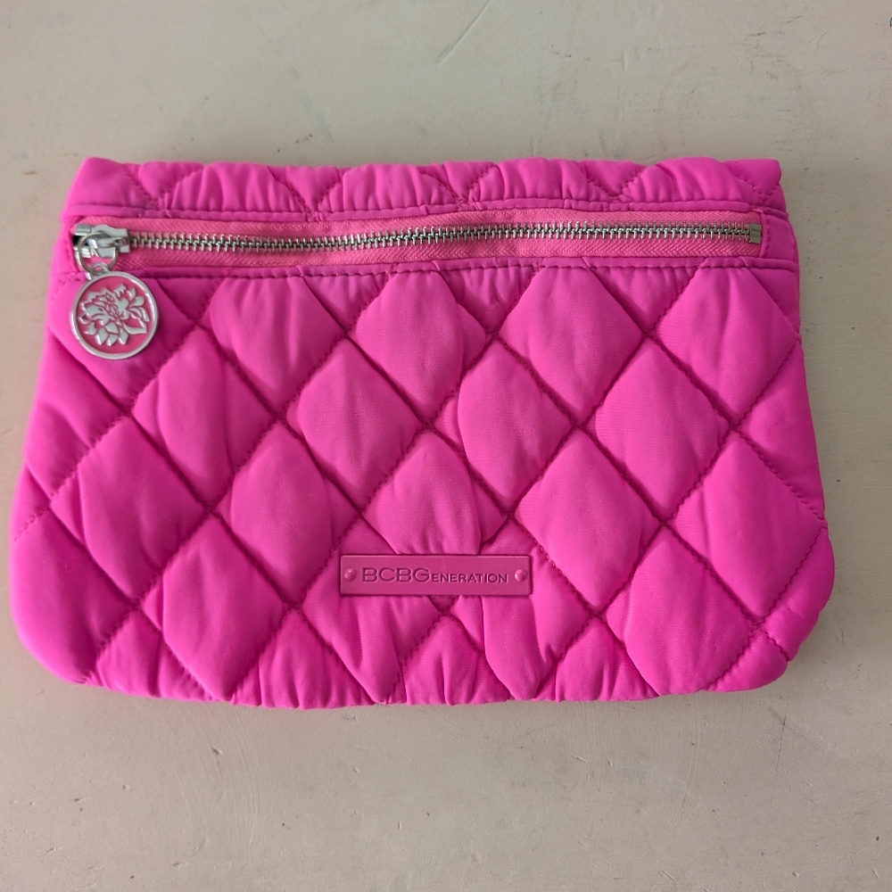 BCBGeneration Hot Pink Quilted Cosmetic Bag